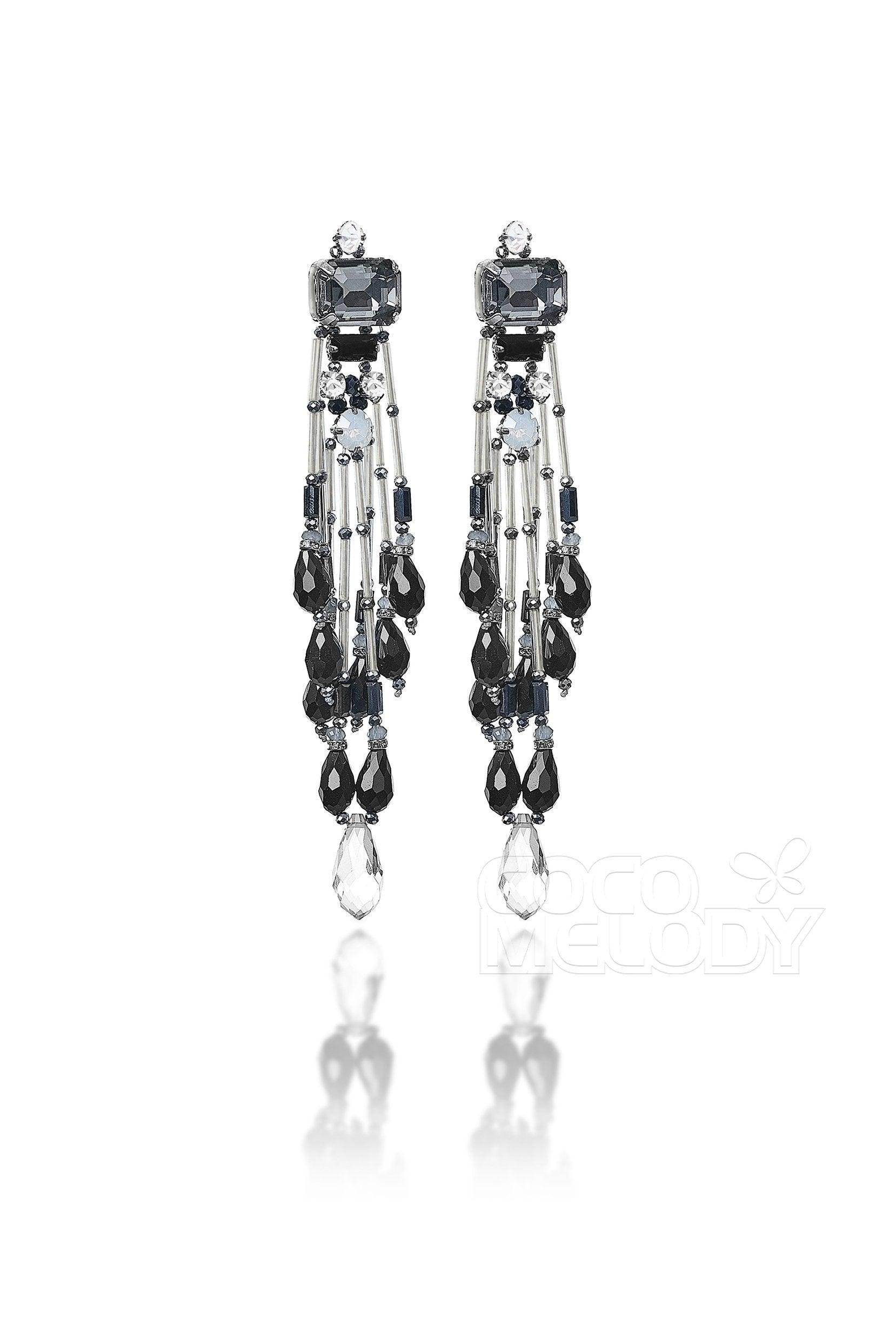Fashion Zircon Wedding Earrings with Jewel Beading HG18019 - COCOMELODY